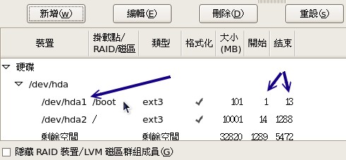 /boot分割槽自动调整磁柱号码示意图