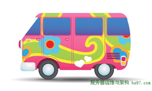 how to illustrate a colorful hippie peace van