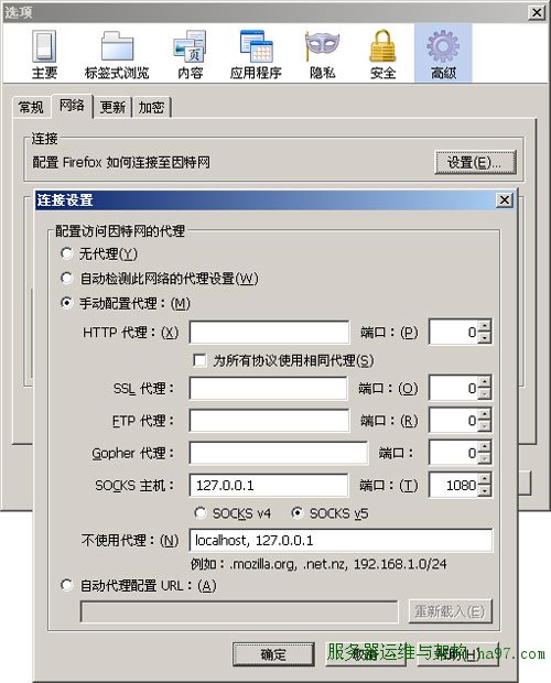Firefox的SOCKS5代理设置